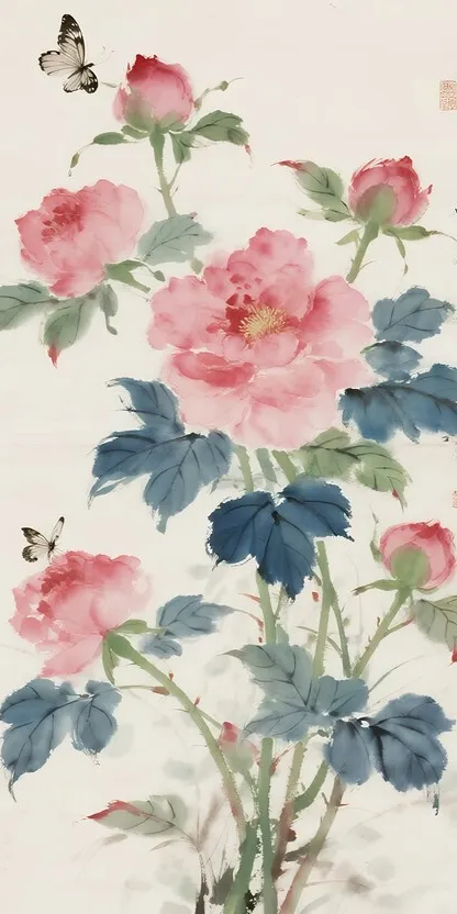 Elegant Peony Scroll
